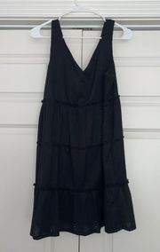 Black Babydoll V-neck Mini Dress