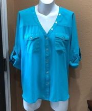 Black Rainn blue 3/4 sleeve blouse