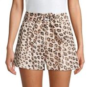 Joie Carden Leopard Linen Tie-Front Shorts Sz 6