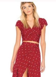 Flynn Skye Wrap Polka Dot Short Sleeve Red Top Small