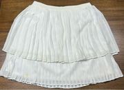 Skirt White Elastic Waist Pleated Layered Size S