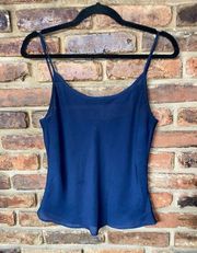 Chaps Navy Blue Sheer Chiffon Polyester Cami Camisole Tank Top Womens Size Small