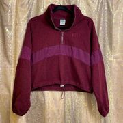 PINK Victorias Secret maroon/wine cropped toggle long sleeve sweater, size S