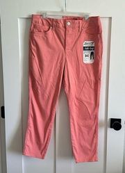 Seven7 Women's Size 14 Skim Fit Ankle Crop Jeans Peach Coral Ultra Stretch New