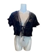 Princess Polly Black Vintage Tie Up Top