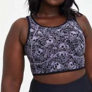 2X //  Floral Skull Print Low-Impact Wireless Longline Active Sports Bra