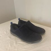 Lands' End 459832 Womens 9.5B Solid Navy Suede Comfort Slip on Comfort Shoes