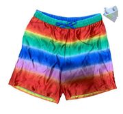 Bp. Be Proud By Bp Gender Inclusive Satin Shorts In Red Multi Rainbow Ombre M