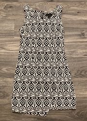 Black & White Aztec Print Sleeveless Mini Dress