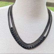 Talbots gunmetal black multi strand necklace