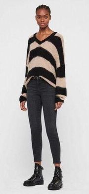 AllSaints lou v-neck stripe sweater