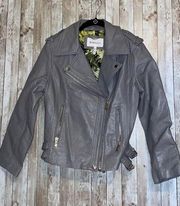 BCBGeneration BCBG Gray Faux Leather Motorcycle Biker Moto Coat Jacket Size Smal