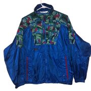 Vintage 90s  Blue Multi Color Block Full Zip Windbreaker Jacket Womens M