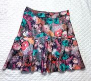 Chocolate Womens Pretty Skirt size M Multicolor Floral A line Midi Pleated