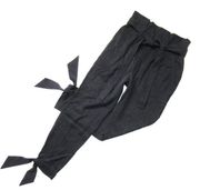 NWT Reformation Petite Avalon in Black Belted Paperbag Tie Ankle Pants 2P $178