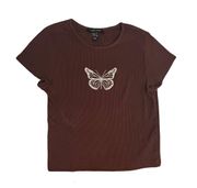 Brown Ribbed Butterfly Logo T-shirt