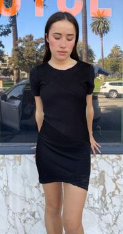 black bodycon textured mini dress