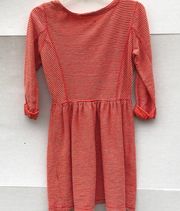 Maison Jules Striped 3/4 Sleeves Orange Dress