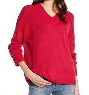 NWT Treasure & Bond V-Neck Pullover Knit Sweater Seam Detail Red Persia XS