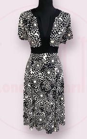 Motherhood Maternity Dress Black White Floral Print Short Sleeve Size M