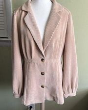 Anthropologie Current Air Courtney corduroy puff sleeve button front jacket