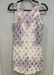 Alya Women's Light Purple White Floal Lace Mini Dress Sz S