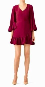 DREW🍃SIZE XS🍃MIA DRAPED SLEEVE DRESS BEAUTIFUL MERLOT RED RENT THE RUNWAY