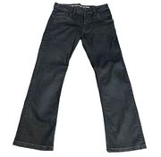 RARE Berksha Unisex Button Fly Mid-Rise Coated Black Stretch Denim Jeans 29Waist