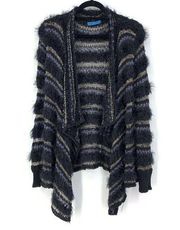 Alice & Olivia Womens Approx Sz Small Waterfall Mixed Media Cardigan Fuzzy Knit