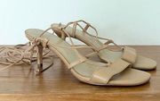 NWOT Ann Taylor Leather Strappy Crisscross Kitten Heels Sandal Beige Women's 7.5