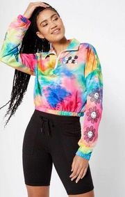 NWT Tie Dye Good Vibes Crop Windbreaker Pull Over