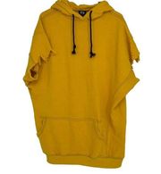 LF GOLDEN YELLOW URBAN HIPHOP SLEEVELESS OVERSIZED HOODIE SIZE XS