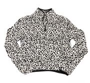 SO  Life Cheetah Print Fleece Quarter Zip Pullover Black White XS