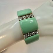 J.Crew green enamel  rhinestone vintage  stretch bracelet