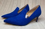 YDN Mid Heels Pointy Toe Loafer Stilettos Pumps in  Royal Blue