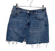 Tobi Distressed Raw Hem Mini/ Micro Blue Medium Wash Denim Skirt | Size 28