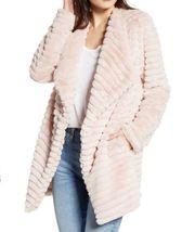 NWT BB Dakota Womens Pale Pink Button Front What A Girl Wants Faux Fur Coat