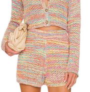 Something Navy Multicolored Sweater Shorts Rainbow SMALL Crochet Italian Pastel