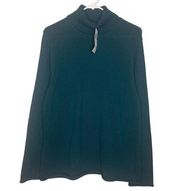 Jeanne Pierre Large Peacock Green Cotton Turtle Neck Sweater Rolled Hem