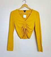 Gold Boutique Cinch Front Crop Top Size L NWT