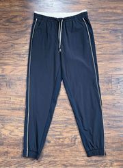 Athleta  • Colorblocked Brooklyn Jogger drawstring track pant black white stripe