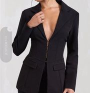 Pretty little thing black plunge corset waist blazer