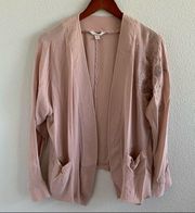 Sun and Shadow Pink Embroidered Open Front Kimono Small