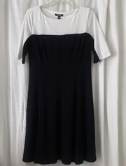 Navy And White Color Block Dress