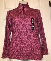 Zone Pro Sz M Womens Active Pullover 1/2 Zip Jacket Pink Spacedye NEW