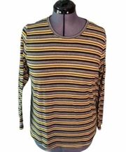 Roommates Long Sleeve Top Ribbed Multicolor Stripe