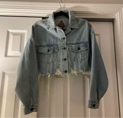 Signature8 Cropped Distressed Denim/Jean Jacket, Blue, Size S, Cotton, NWOT