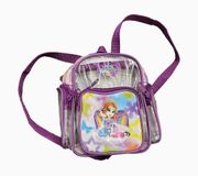 Lisa Frank Vintage Angel & Cat Print Clear Mini Backpack Y2k Purple Rainbow