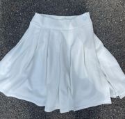 White Pleated Side Split Tennis Skirt 