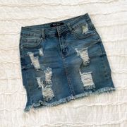 Ripped Denim Skirt